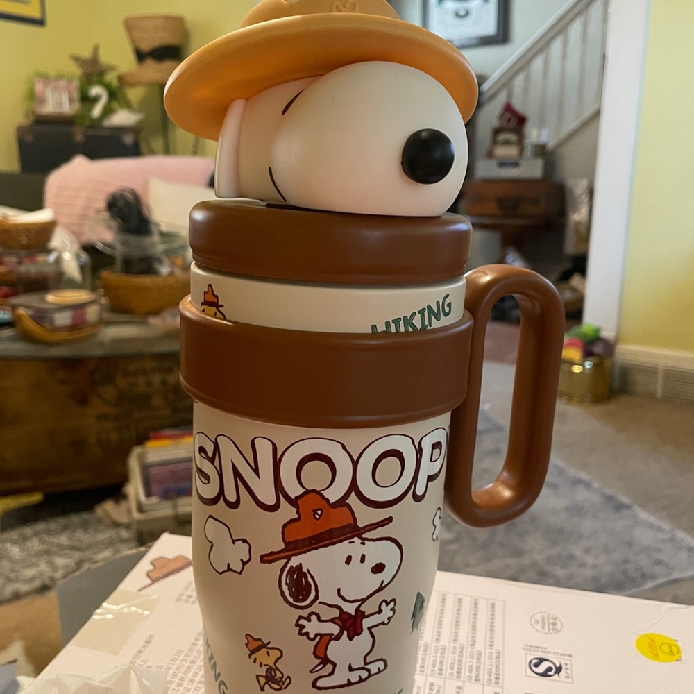 Snoopy Brown and White Travel Mug